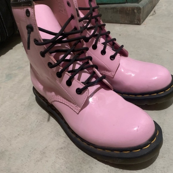 Dr. Martens Pink Combat Boots - Picture 2 of 6